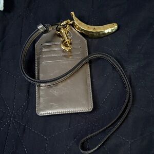 Chloe Metallic Card Holder with Gold Charm